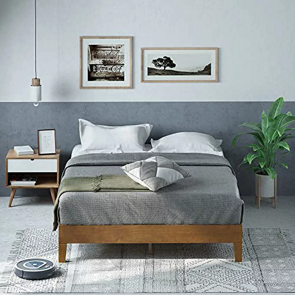ZINUS Alexis Deluxe Wood Platform Bed Frame / Solid Wood Foundation / No Box Spring Needed / Wood Slat Support / Easy Assembly, Rustic Pine, King