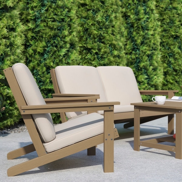 AllWeather Poly Resin Adirondack Style Chair and Cushions