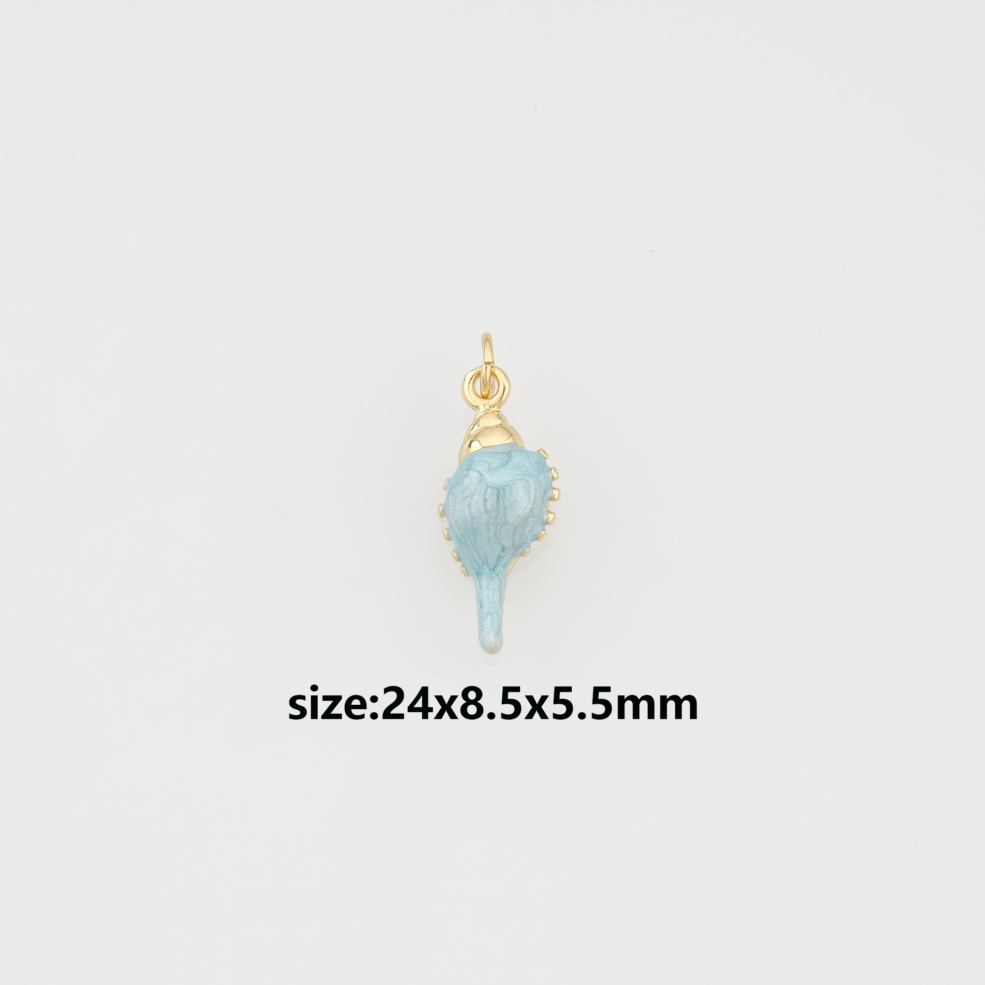 18K Gold Filled Conch Shell Pendant,Enamel Ocean Shell Charm Earrings Necklace for DIY Jewelry Making Supply