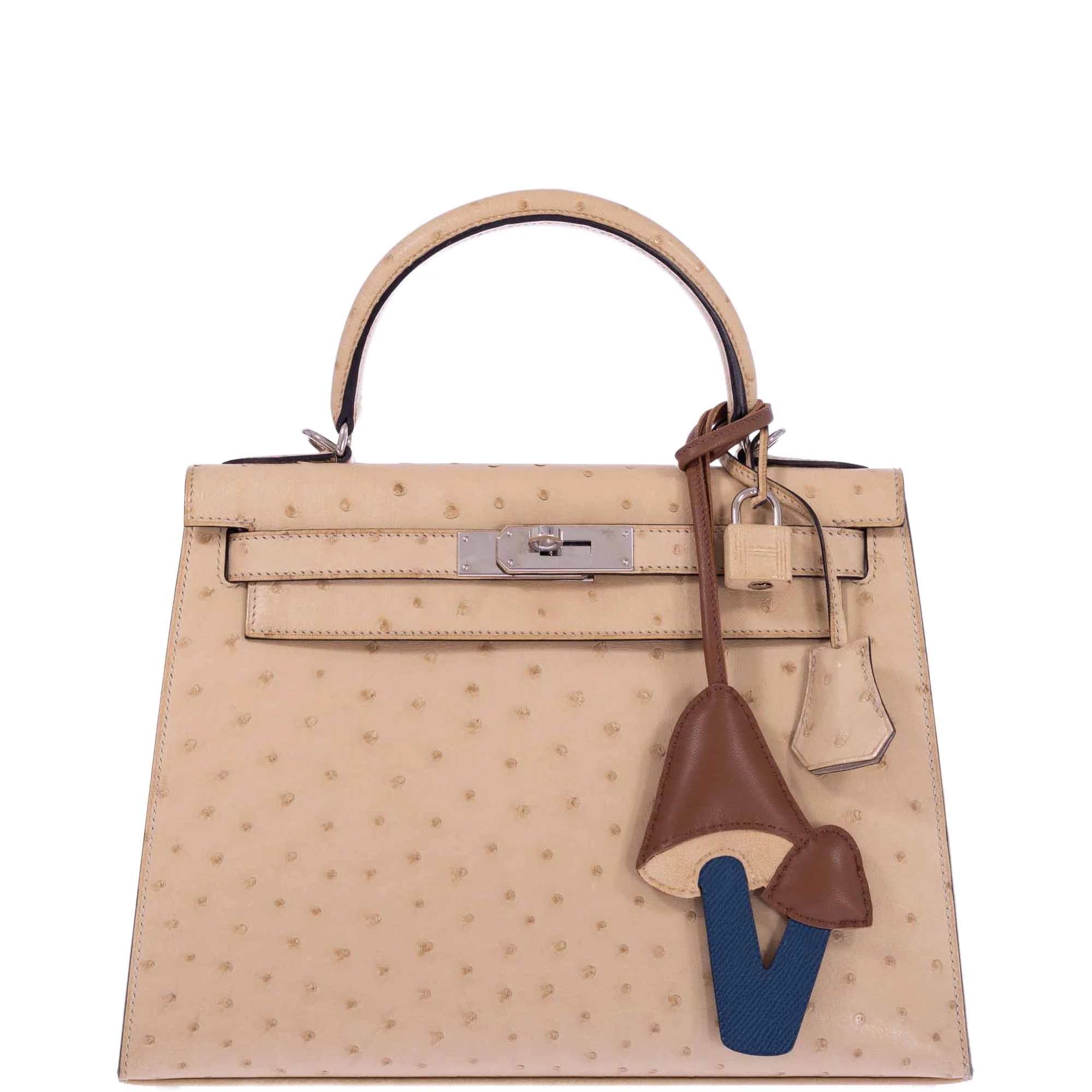 Hermès Kelly 28 Sellier Parchemin Ostrich Palladium Hardware