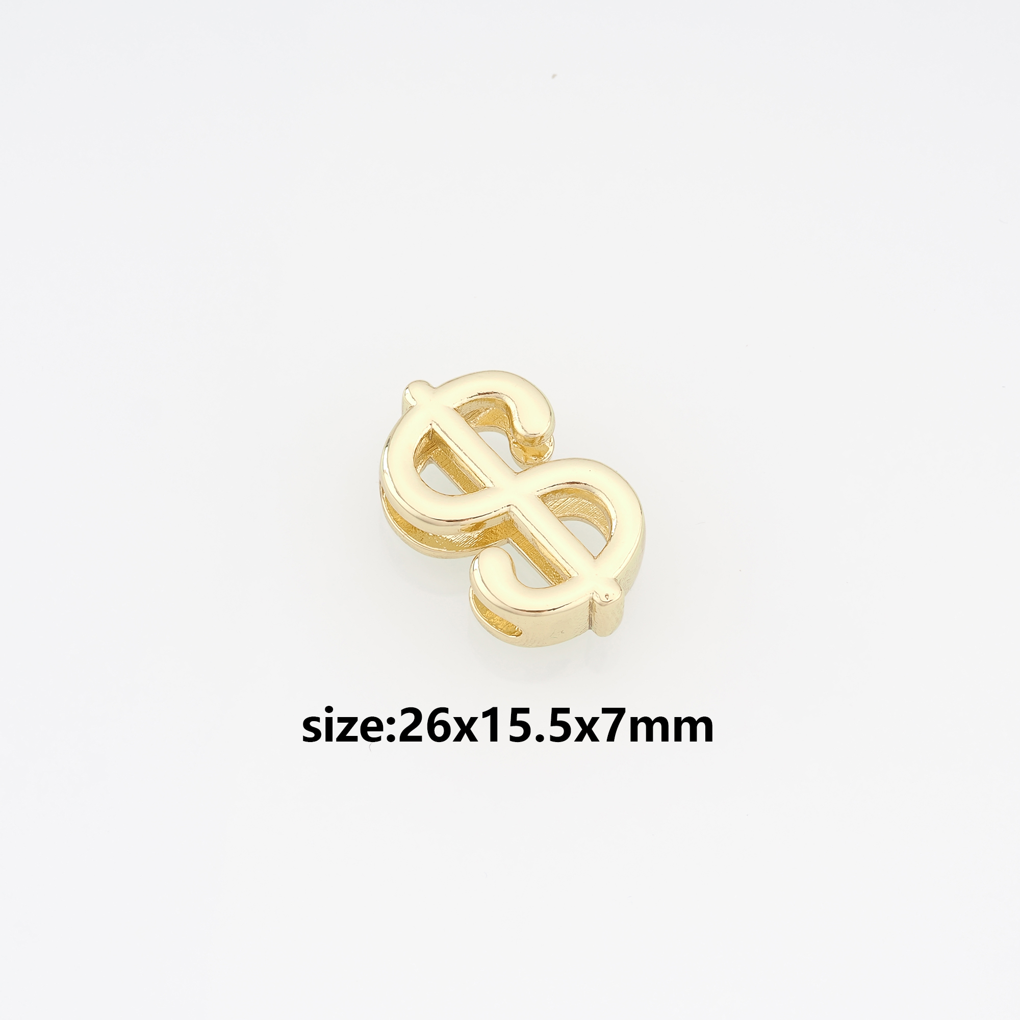 18K Gold Filled Dollar Sign Beads,Dainty Dollar Spacer Bead for Bracelet Jewelry Necklace Making Supply