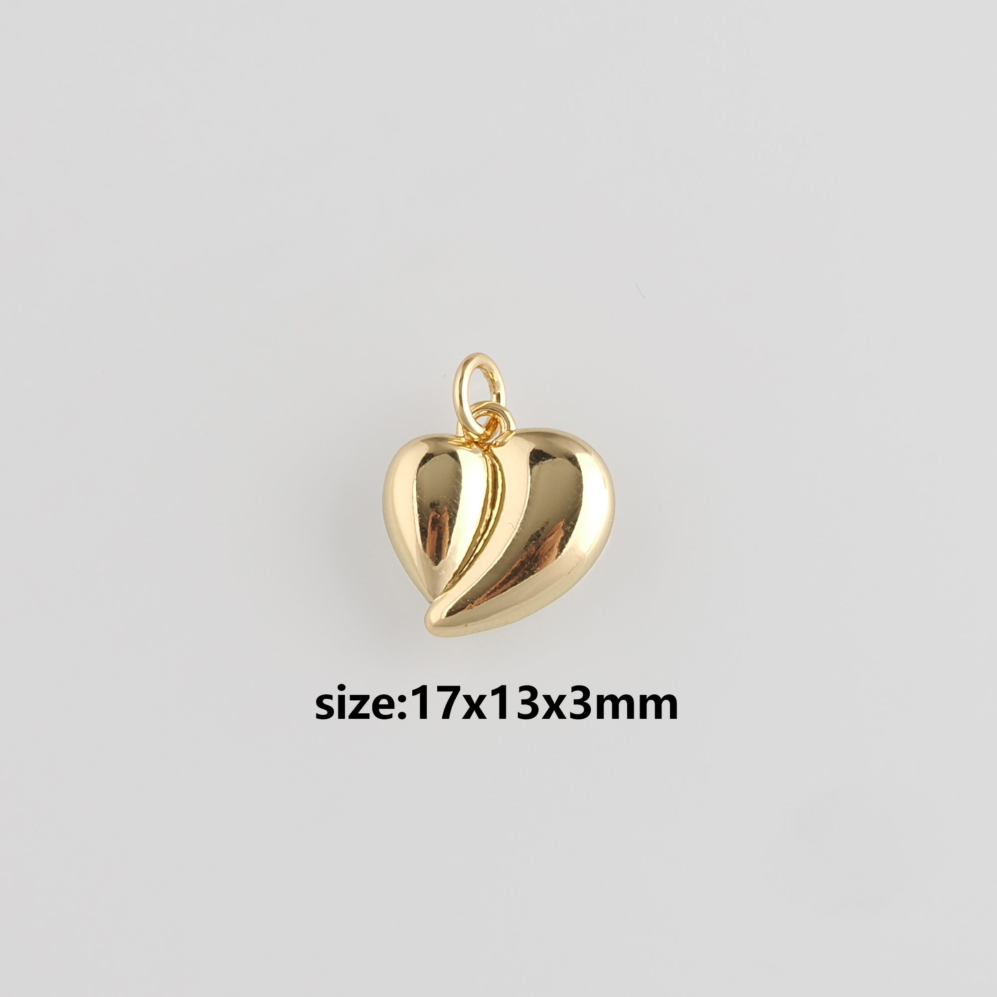18K Gold Filled Heart Pendant,Heart Charm Earrings Necklace for DIY Jewelry Making Supply