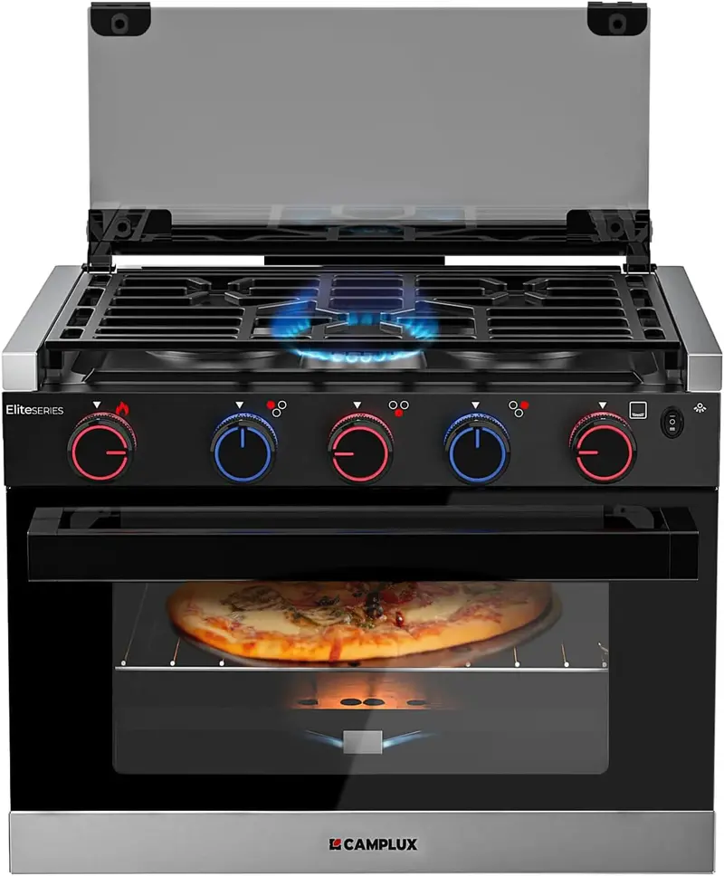 Stainless Steel RV Liquefied Petroleum Gas Stove — 21-Inch Tall 3-Burner Cooktop with Oven for Mobile Homes & Apartments