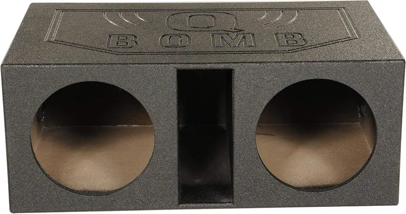 QPower QBOMB12VL Vented Dual 12-Inch Subwoofer Enclosure – Reinforced MDF Cabinet with Black Rhino Liner Finish