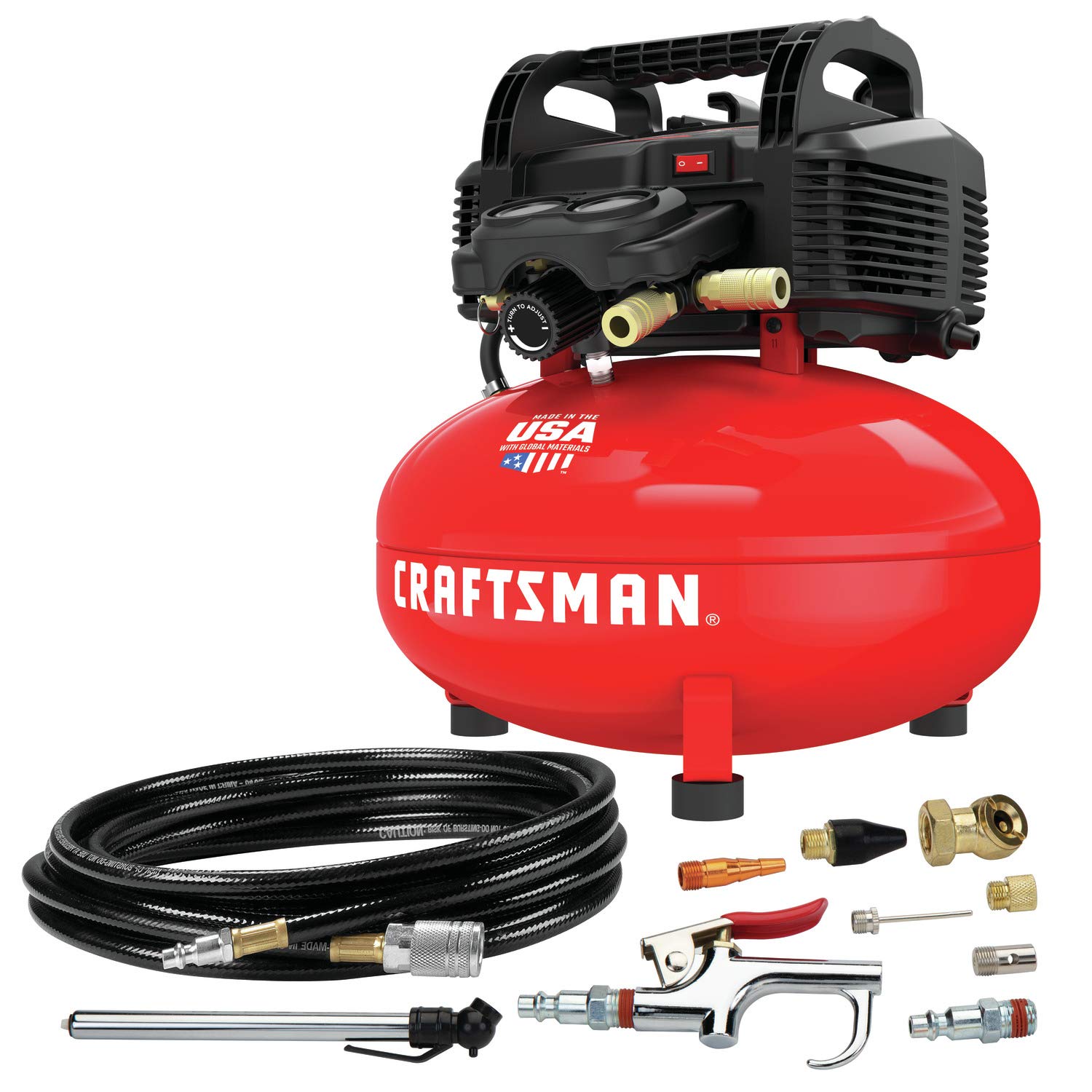 CRAFTSMAN 6 Gallon 150 PSI Oil-Free Pancake Air Compressor and Accessories + Camco Blow Out Plug