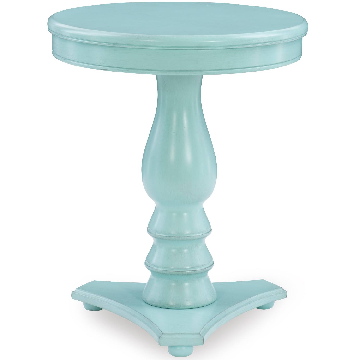 Powell Stanton Round Accent Side Table Teal Blue