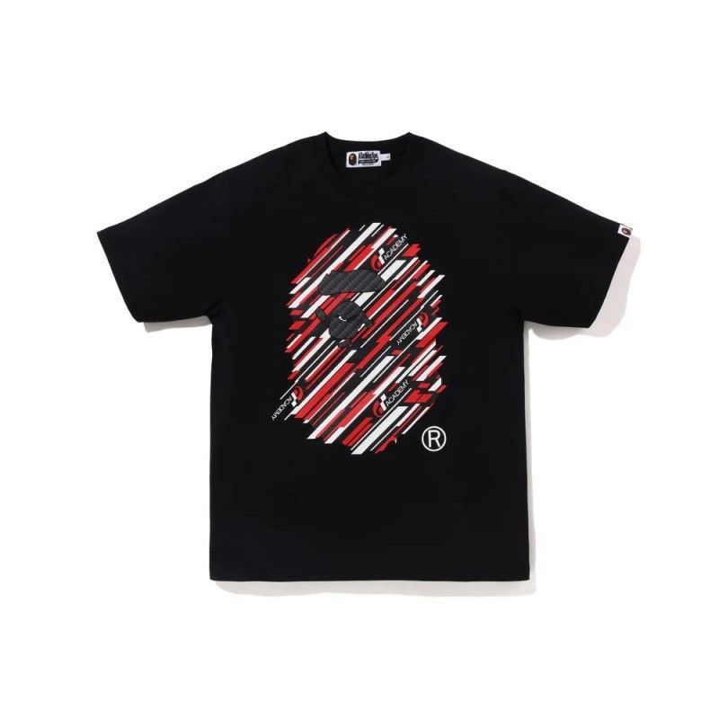 Japanese trendy brand color blocked luminous short sleeved couple loose T-shirt