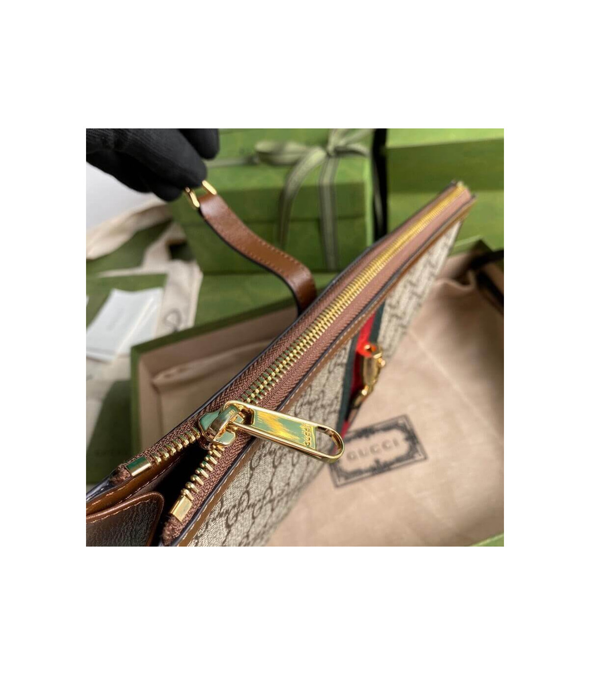 Gucci Jackie GG Coated Canvas Jackie 1961 Pouch Clutch Bag  30.5cm