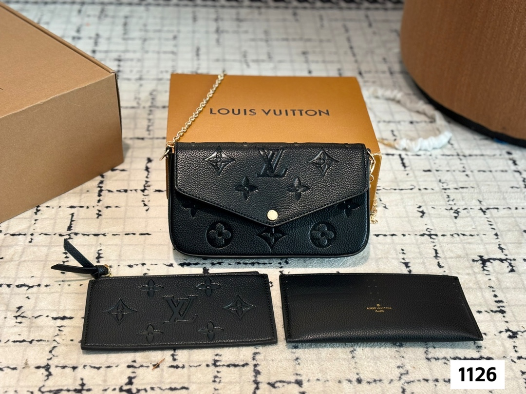 LV metal chain bag three-piece set - cnluxepick