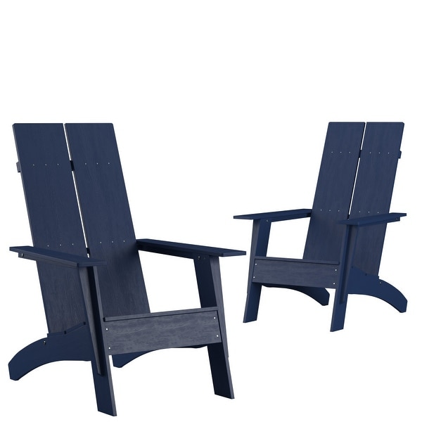 Modern Dual Slat Back Adirondack Style Chairs,Set of 2