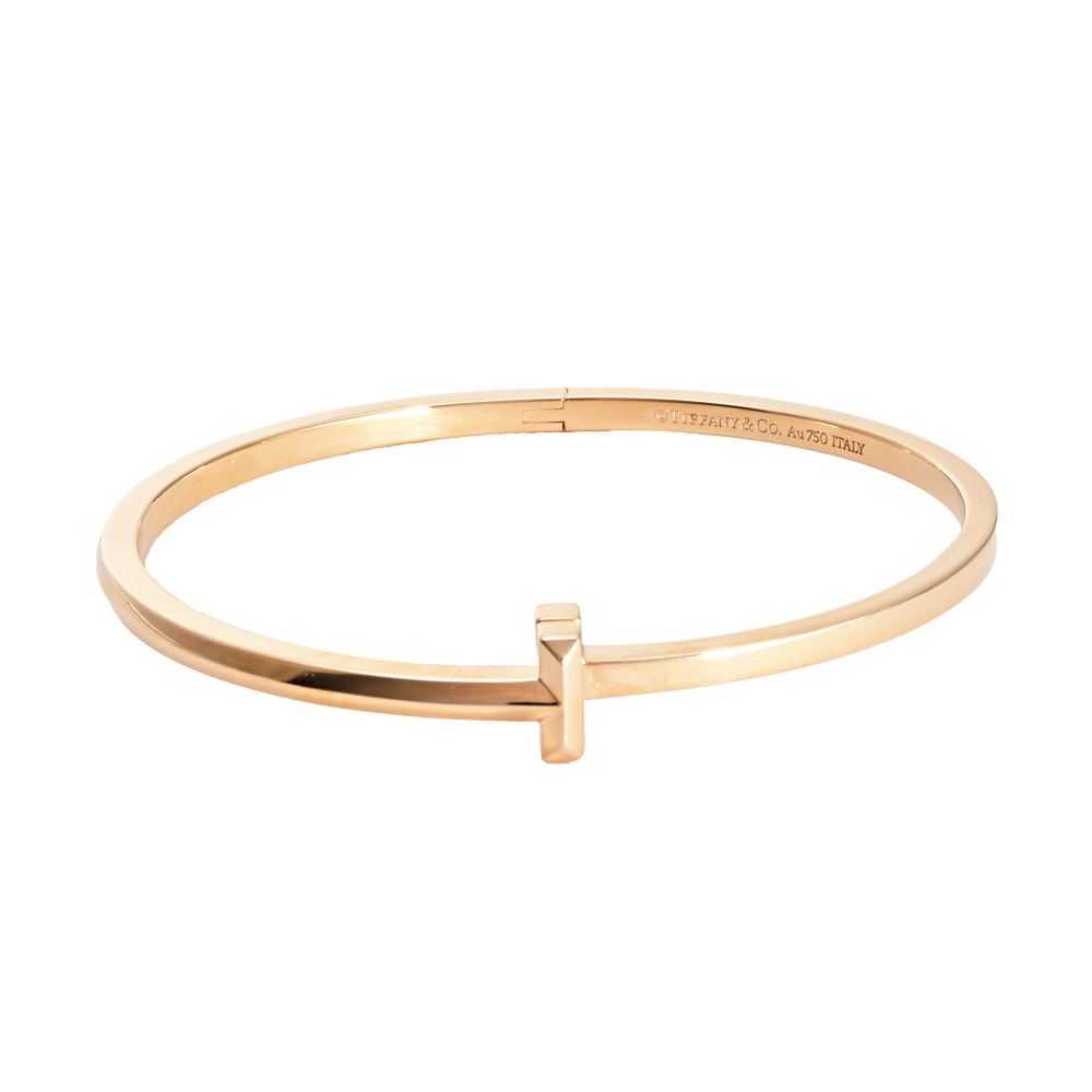 Tiffany & Co. Tiffany T One Narrow Hinge Bangle Bracelet 18K Rose Gold 67794338