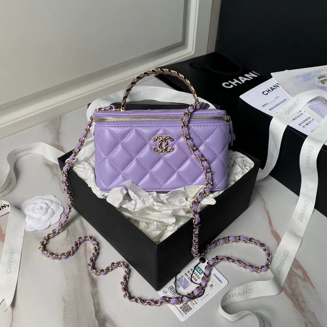 Top Quality Chanel Vanity Case Purple Bag - cnluxepick