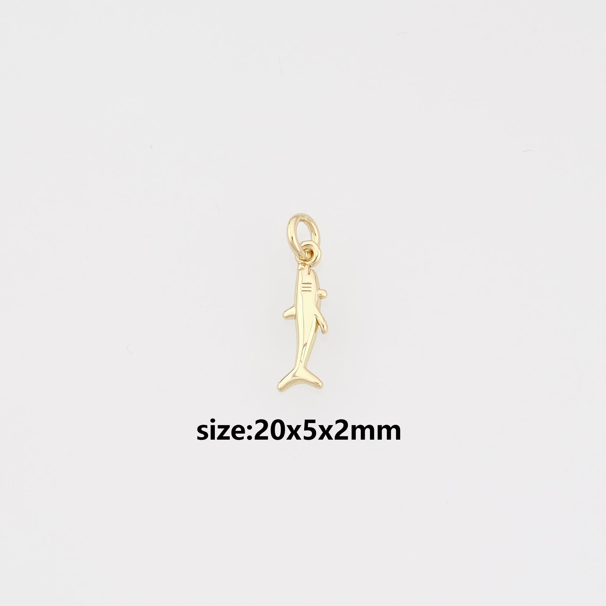 18K Gold Filled Shark Pendant,Dainty Shark Charm Earrings Necklace for DIY Jewelry Making Supply