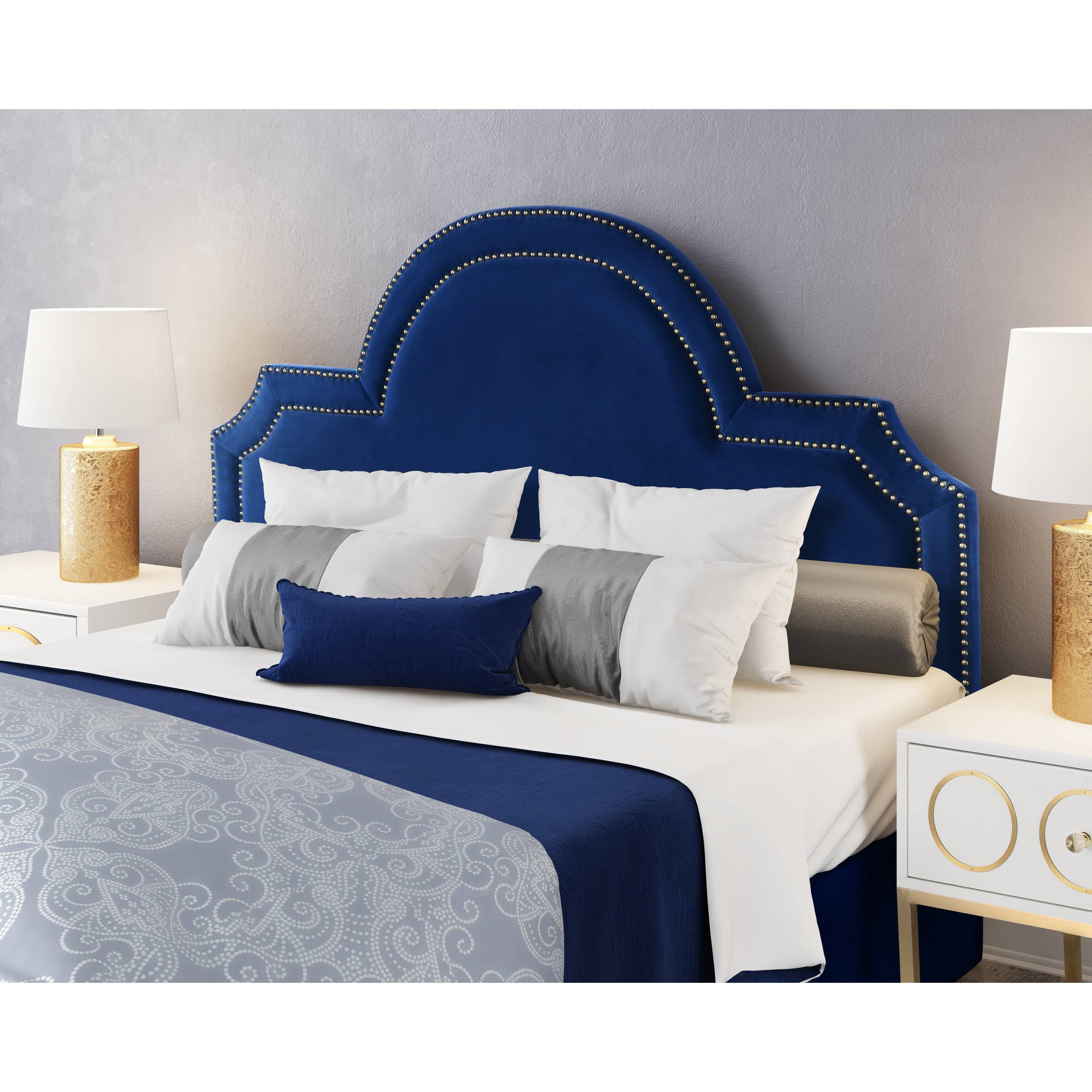 TOV Furniture Laylah King Headboard Navy Velvet