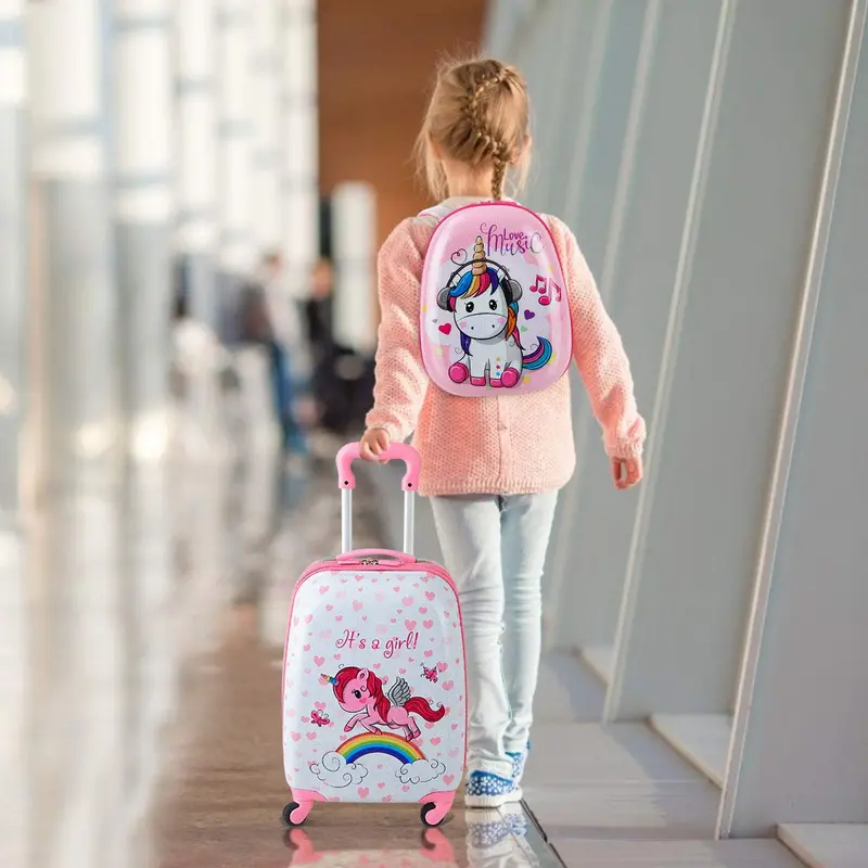 Two-Piece Kids’ Luggage Set: 12″ and 16″ Lightweight Spinner Suitcases
