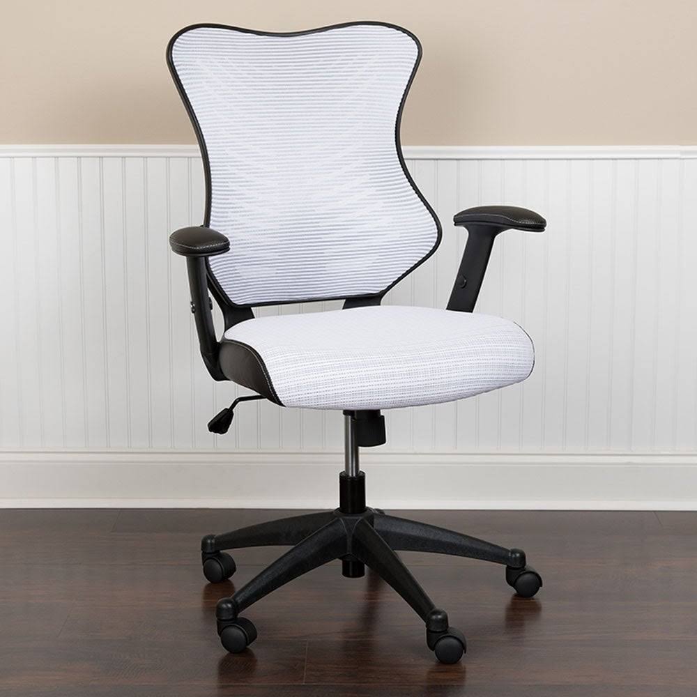 Offex High Back Designer Mesh Executive Swivel Ergonomic Office Chair with Adjustable Arms - White