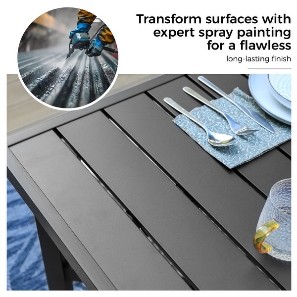 9Piece Patio Dining Set,Metal Table and Foldable Sling Dining Chairs with 7 Levels Adjustable
