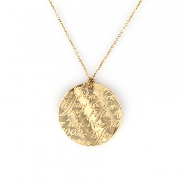 Tiffany & Co. Tiffany Notes Round Pendant K18YG Yellow Gold Necklace
