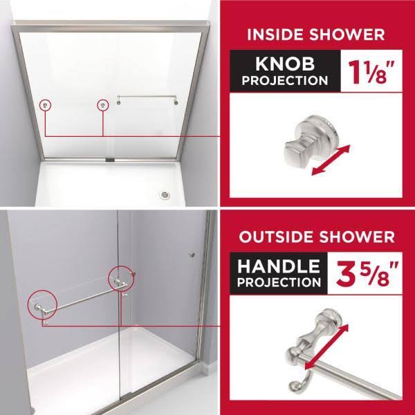 Delta Portman 48 x 71 in. Frameless Contemporary Sliding Shower Door in Nickel with Clear Glass