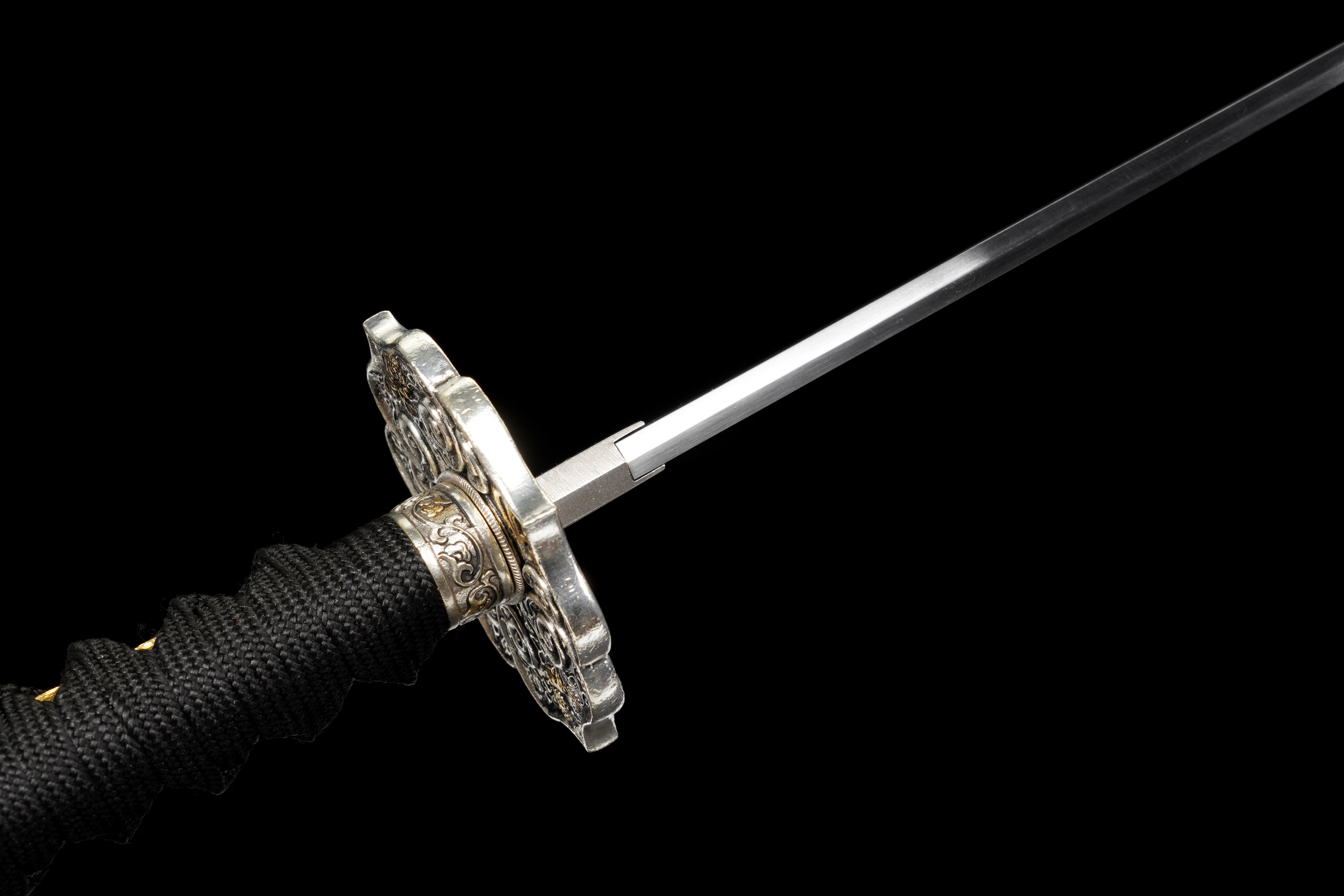 Handmade Japanese Katana Damascus Folded Steel Clay Tempered Full Tang