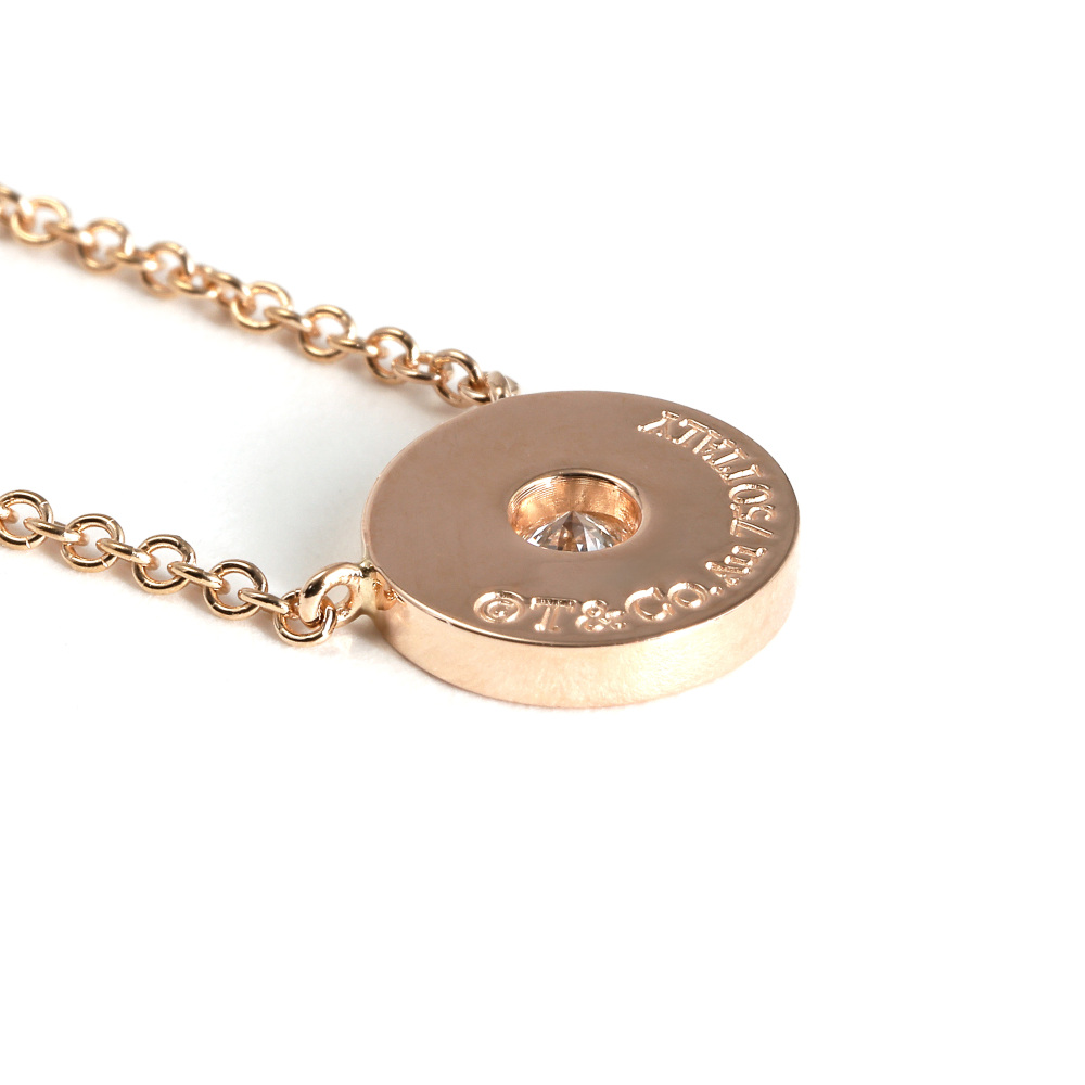 Tiffany & Co. 1837 Circle Necklace 18K Rose Gold Diamond