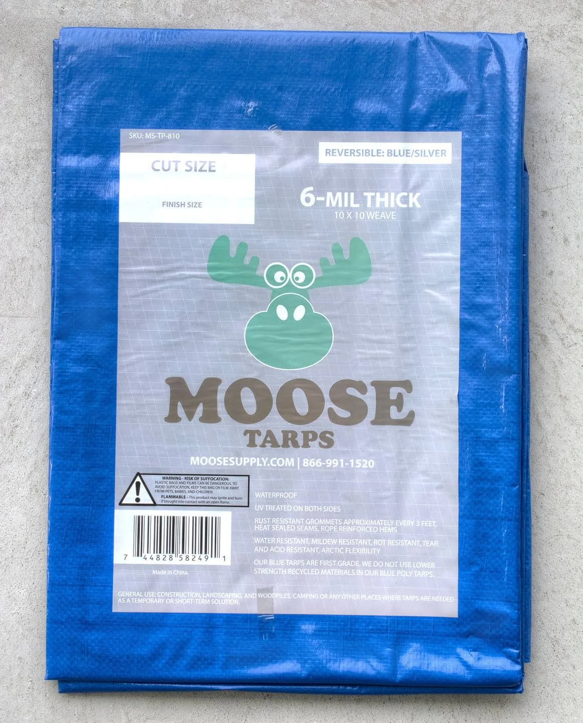 16& x 20& Blue u0026 Silver Multi-Purpose Waterproof Poly Tarp Cover