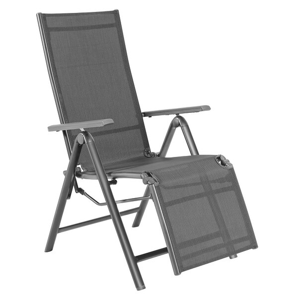 Costway Outdoor Foldable Reclining Chair Aluminum Frame 7Position