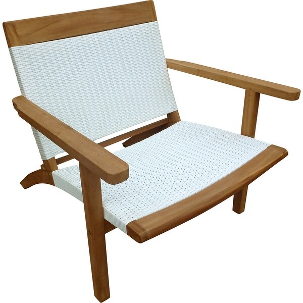 Chic Teak Paris Teak Wood Patio Lounge and Dining Chair,White