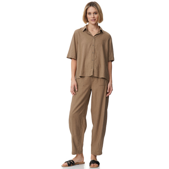 Gina Collection Damen Leinen-Bluse mit Hemdkragen