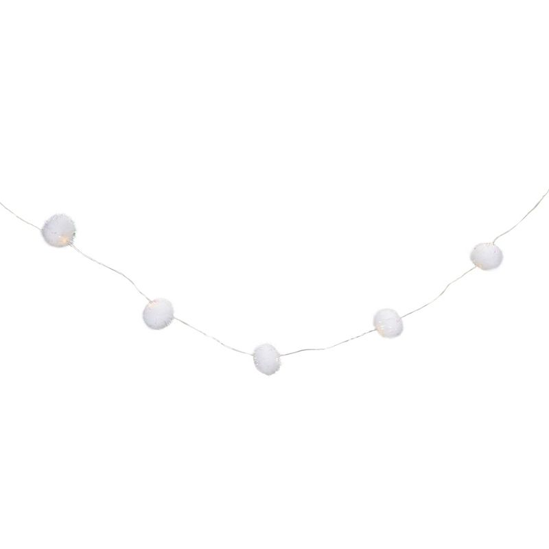 Northlight LED Iridescent Tinsel Puff Ball Christmas Lights - 4.5' Clear Wire - 15ct