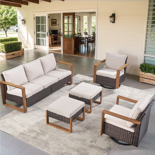 Outdoor 3Seat Sofa wtih Swivel Chair Ottoman Funiture