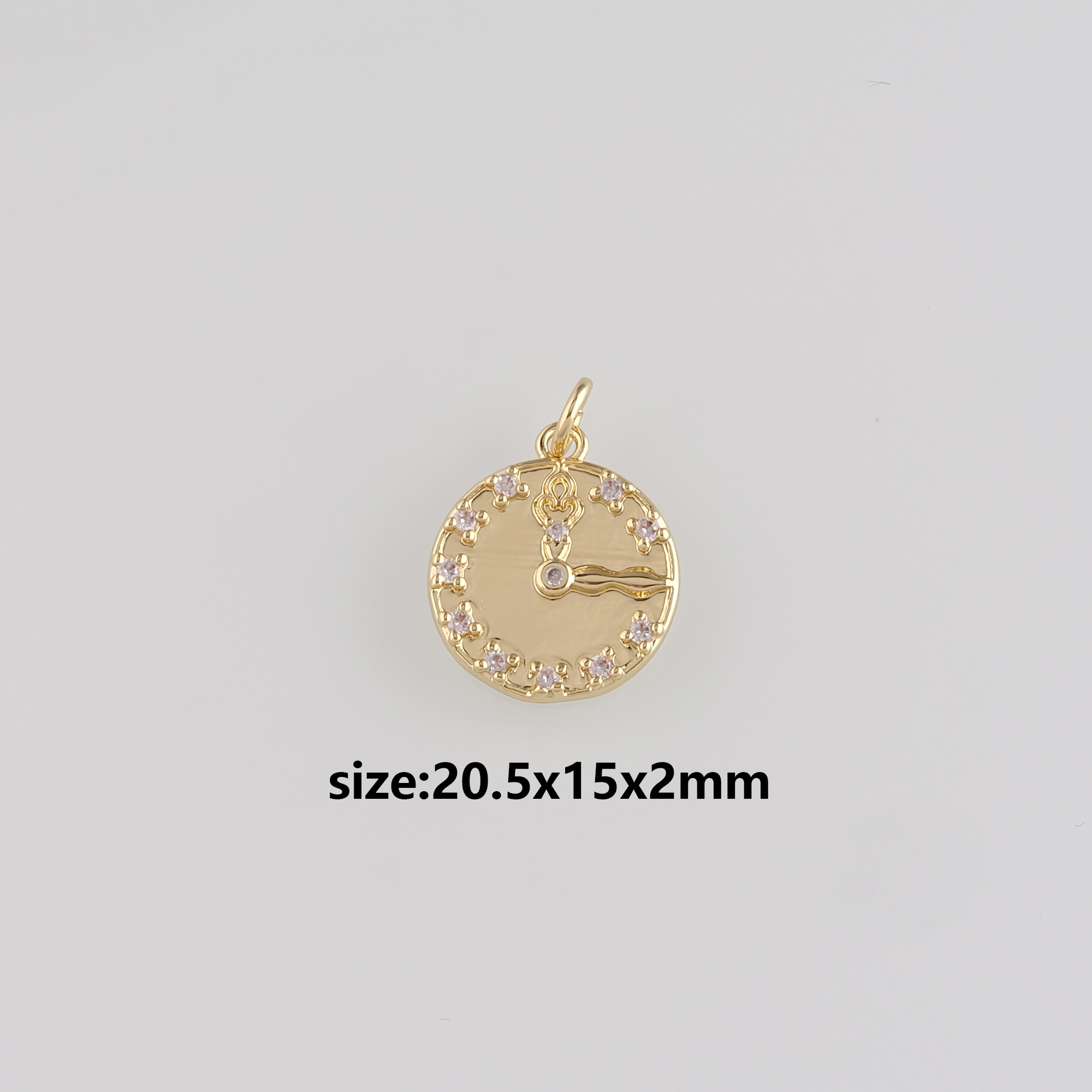 18K Gold Filled Clock Pendant,CZ Micro Pave Clock Charm Earrings Necklace for DIY Jewelry Making Supply