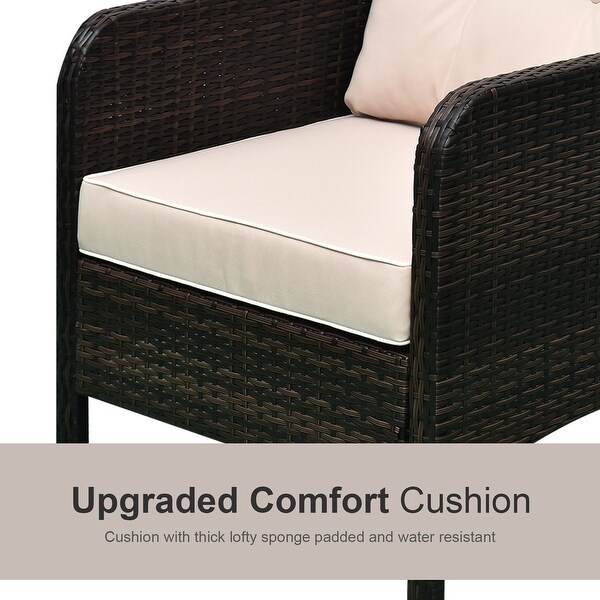Outsunny 5piece Wicker Patio Chairs,Ottomans,and Coffee Table Set