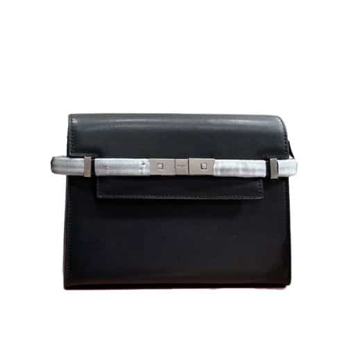 Saint Laurent Manhattan Shoulder Bag In Box Saint Laurent Leather Black Silver 25Cm