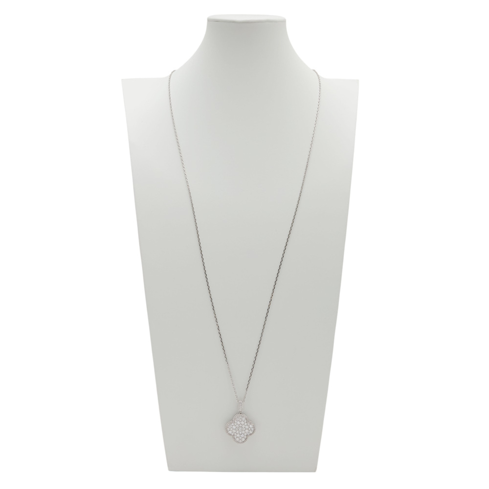 Van Cleef & Arpels Magic Alhambra 1 Motif Necklace 18K White Gold Diamond VCARO49O00