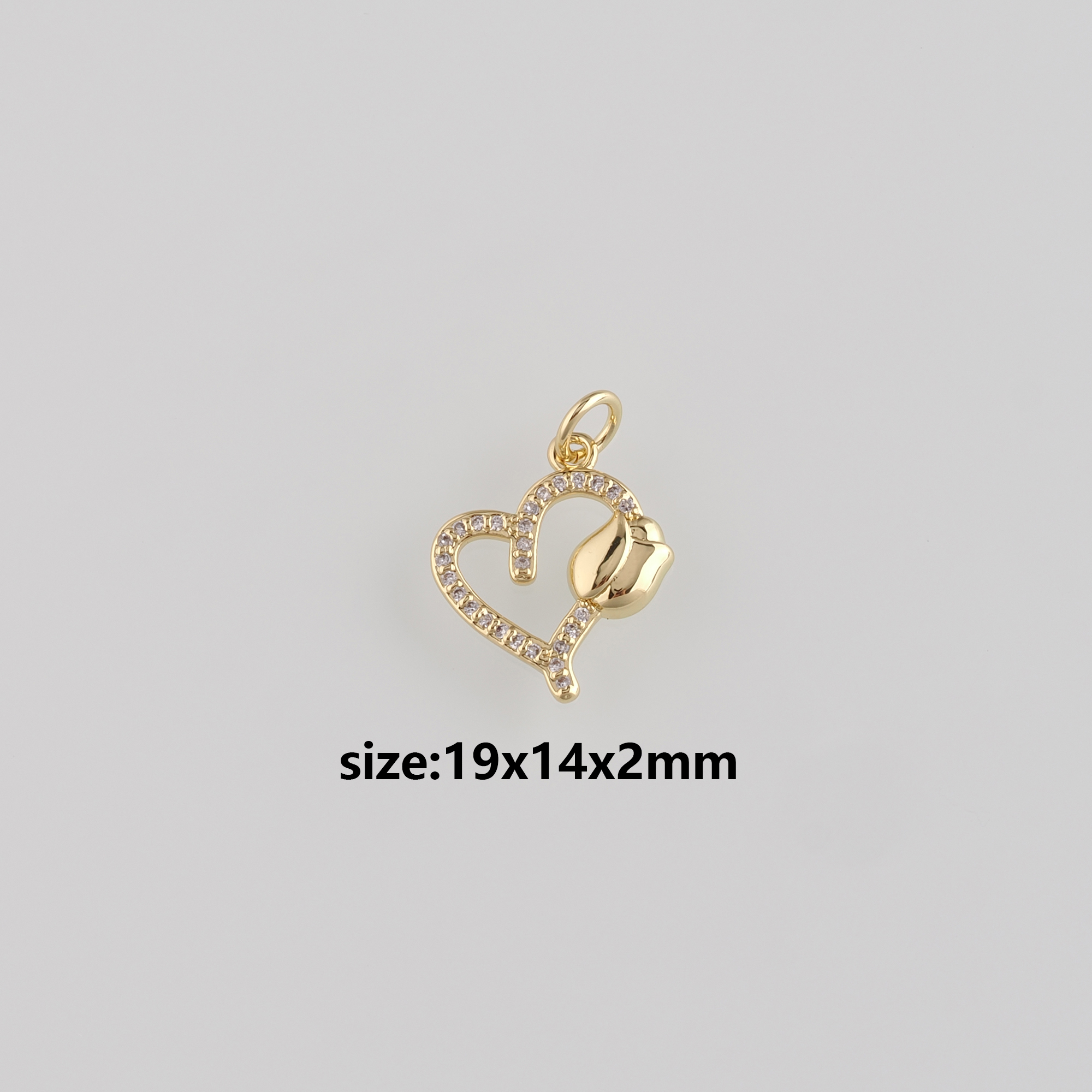 18K Gold Filled Heart Pendant,CZ Micro Pave Heart Charm Earrings Necklace for DIY Jewelry Making Supply