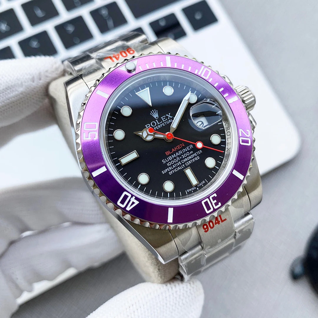 SUBMARINER DATE 40MM CUSTOM PURPLE BEZEL BLACK DIAL