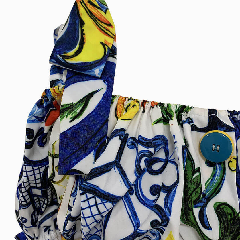 Floral Print Crop Top & Ruffle Mini Skirt SetClistos