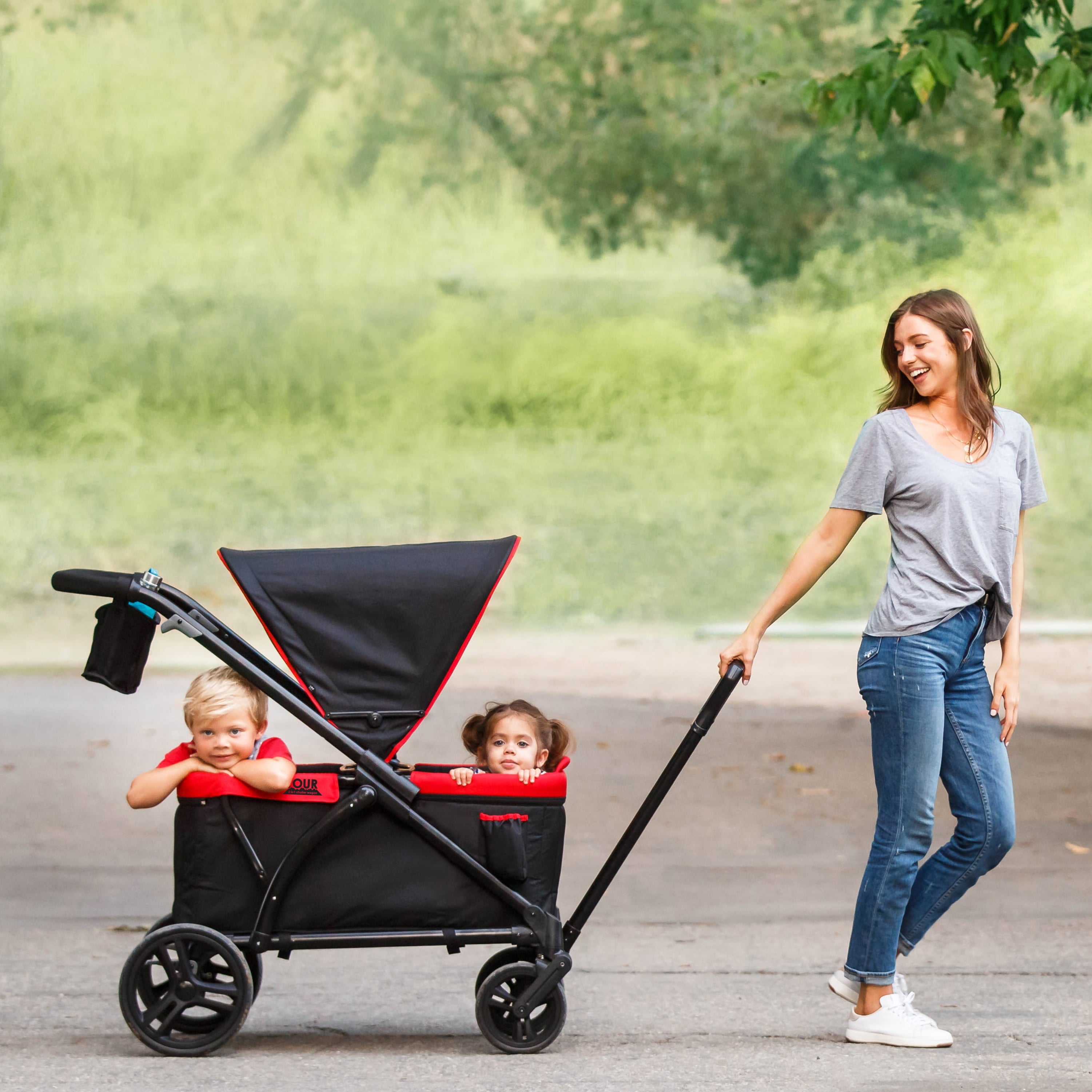 Baby Trend Tour 2-in-1 Stroller Wagon – Mars Red – Red