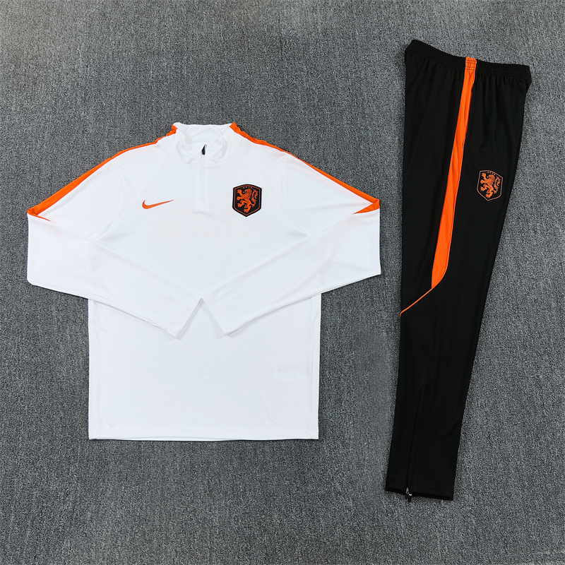 Adult/ Kids Netherlands 2627 Half Zippered Training Suit - White