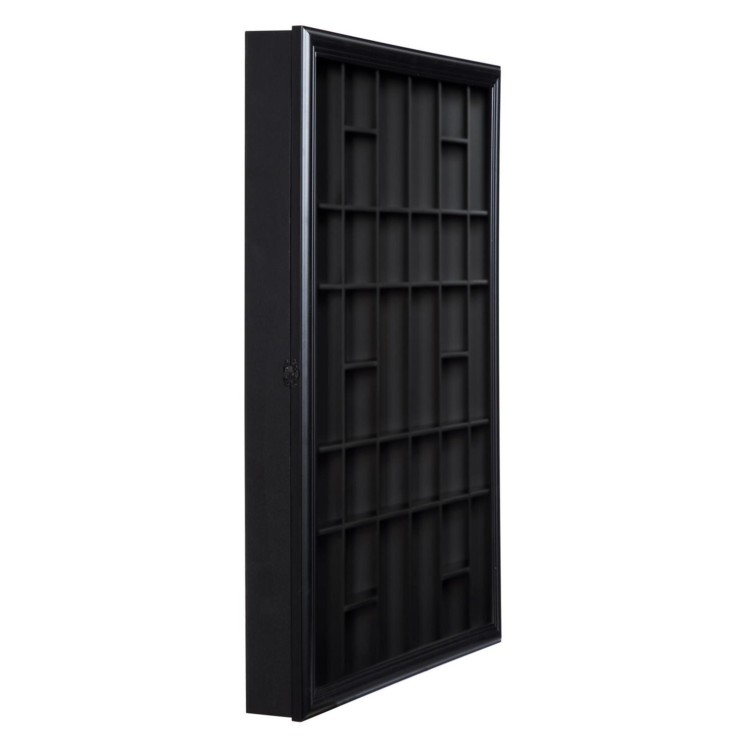 Gallery Solutions 17and#215;21 Shot Glass Display Case with Hinged Front, Black