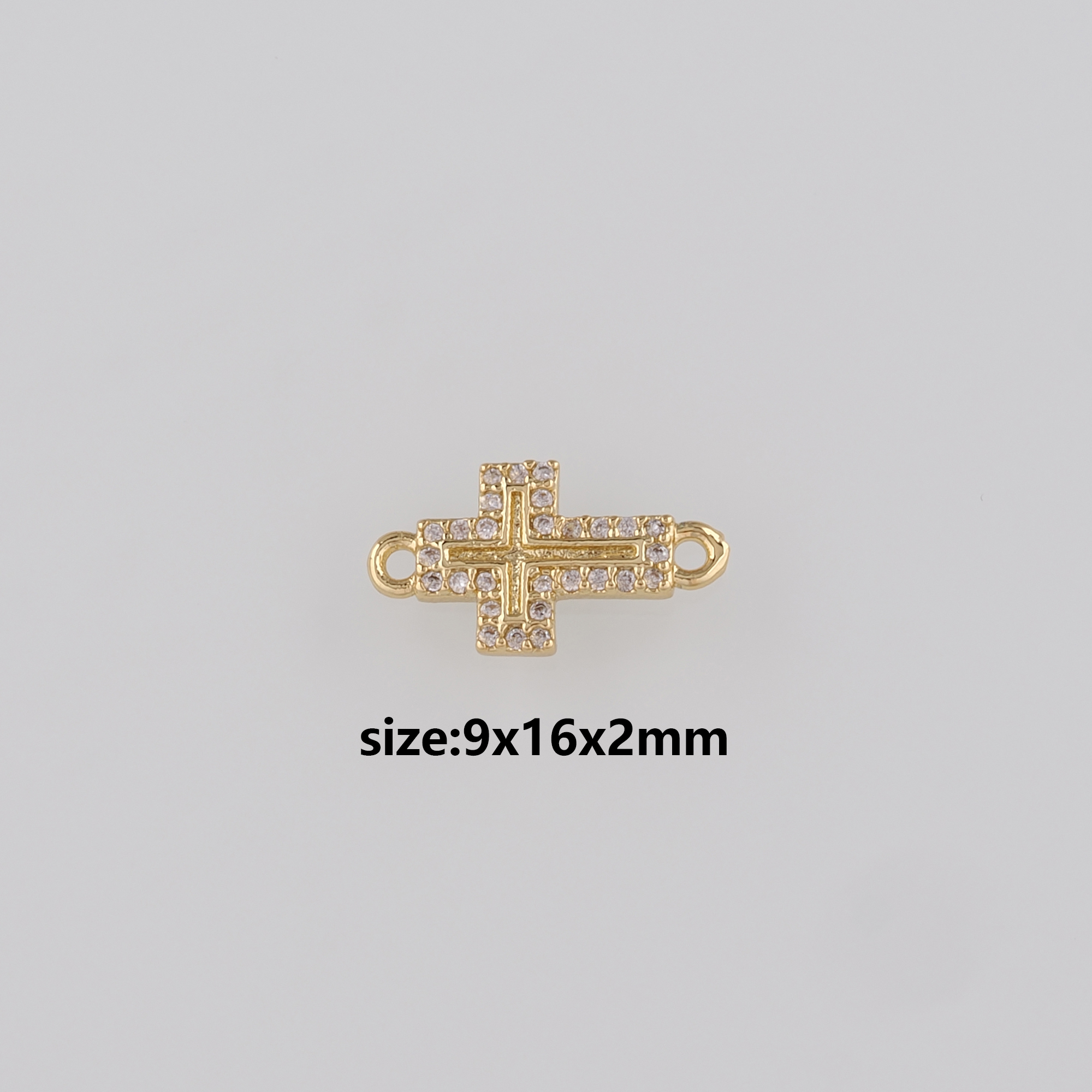 18K Gold Filled Cross Connector,CZ Micro Pave Religious Charm Necklace Bracelet for DIY Jewelry Making Supply