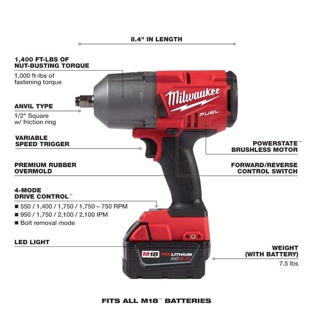 Milwaukee 2767-22 M18 FUEL Electric Impact Wrench 2767-22