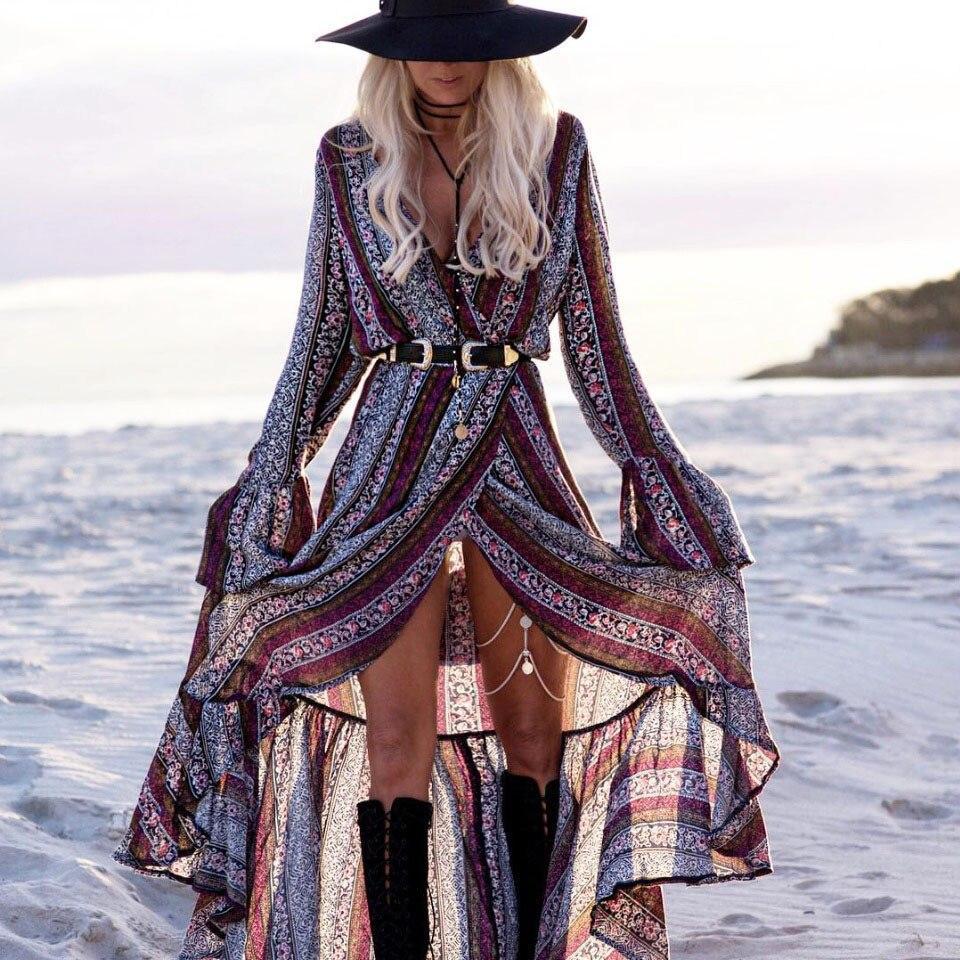 Boho Floral Print Maxi DressClistos