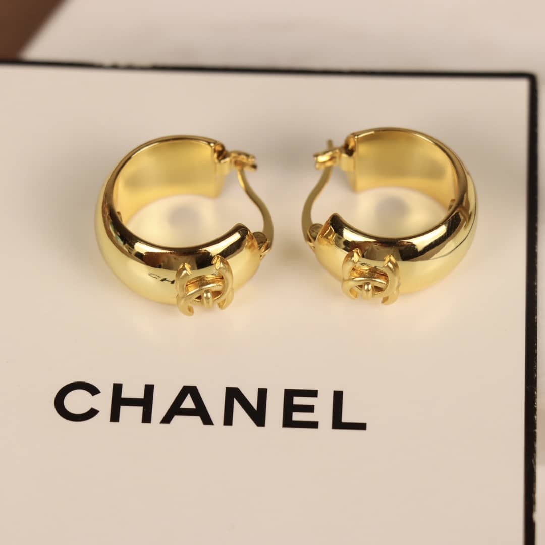 Chanel Cc Hoop Earrings