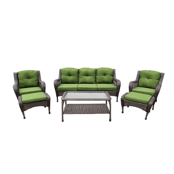 6piece Resin Wicker Patio Furniture Conversation Set with High Back