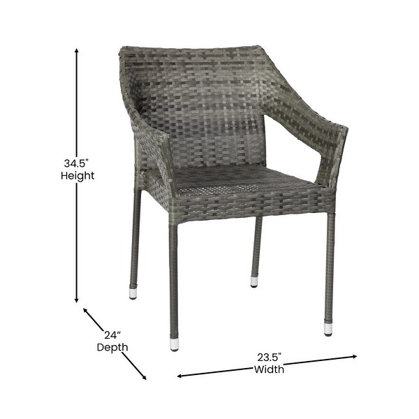 All Weather Commercial Grade PE Rattan Stacking Patio Chairs