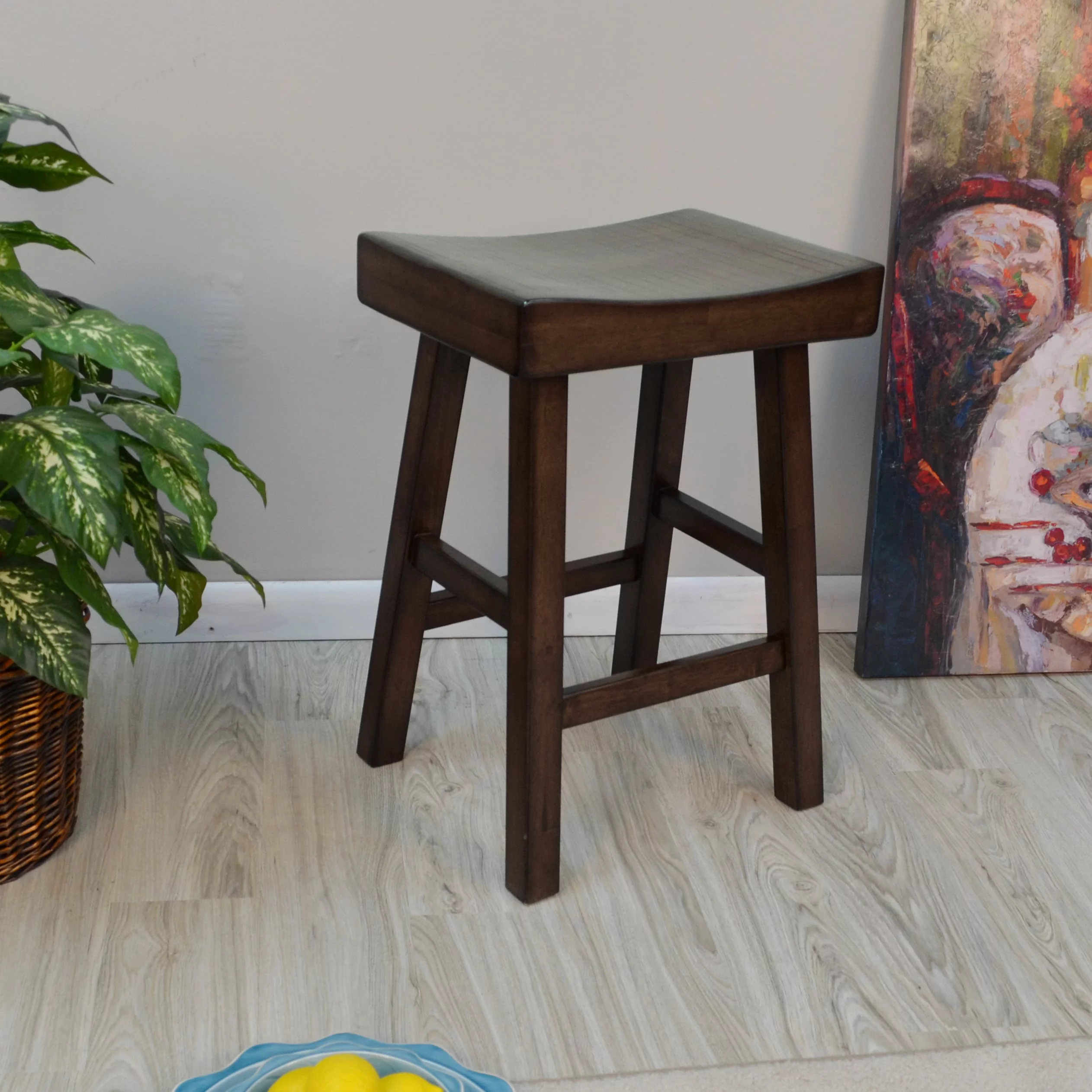 Carolina Chair and Table Trym Wood Saddle Seat Counter Stool Black Antique