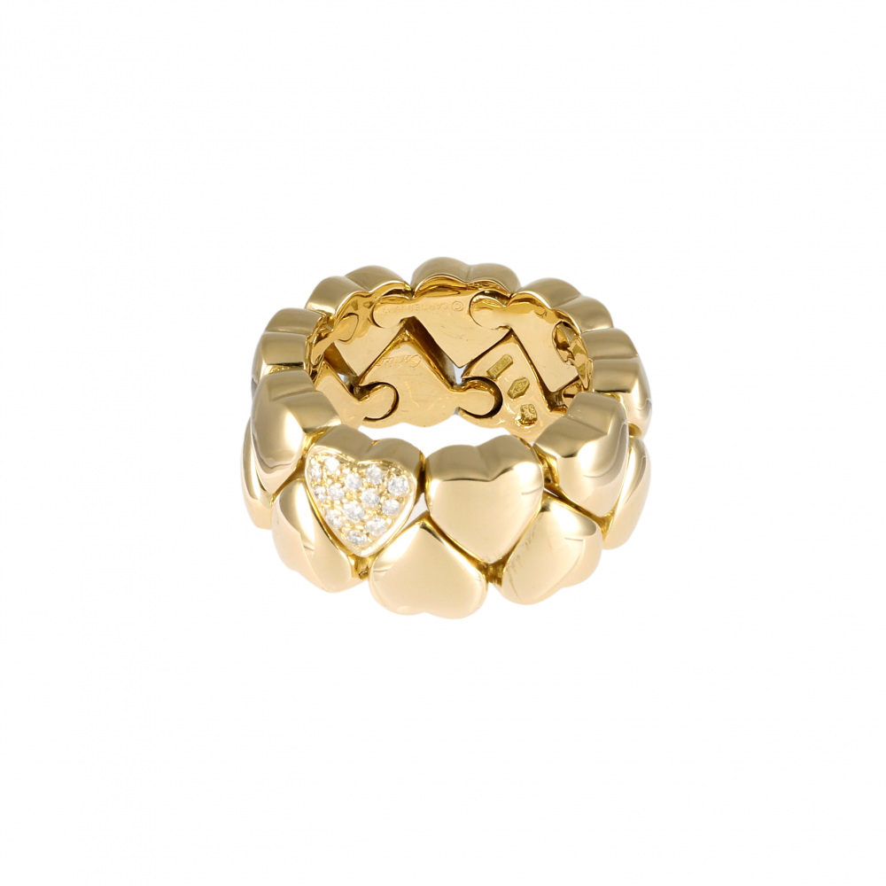 Cartier Double Heart Ring 18K Yellow Gold Diamond