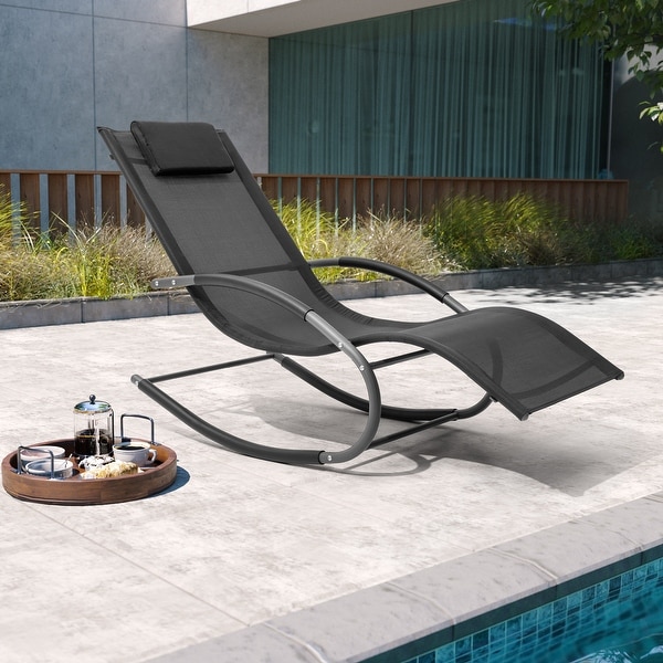 Pellebant Chaise Patio Rocking Chair with Pillow